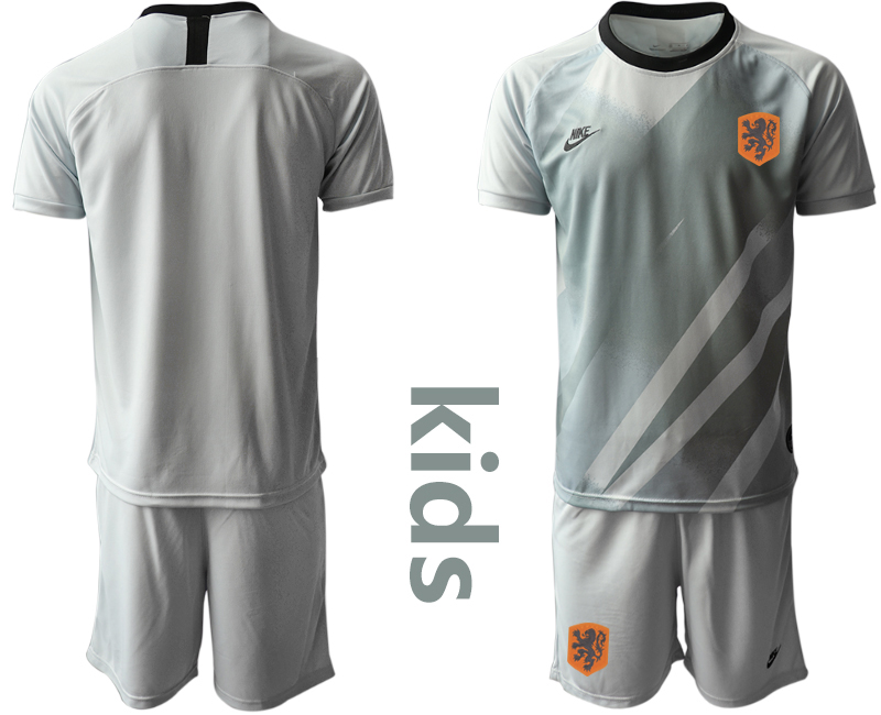 2021 European Cup Netherlands gray goalkeeper Youth soccer jerseys->youth soccer jersey->Youth Jersey